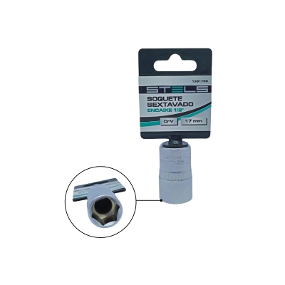SOQUETE SEXTAVADO 17MM CRV ENC 1/2 STELS