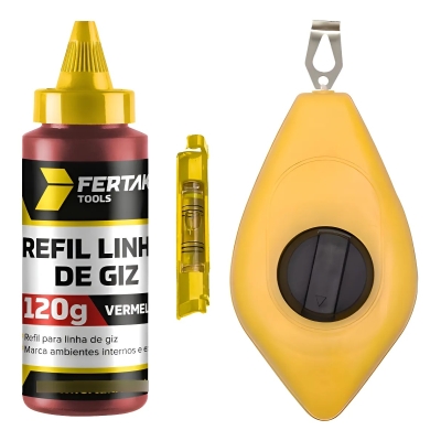 JOGO GIZ DE LINHA 15M+GIZ+NIVEL (VERM)