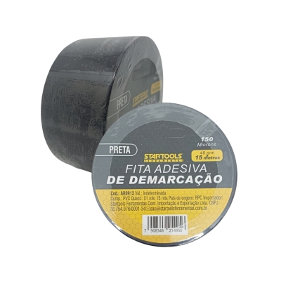 FITA DEMARCACAO ADESIVA PRETA 15M X 48MM 150 MICROS STARTOOLS