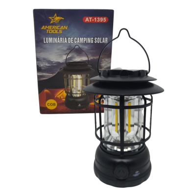 LAMPIAO CAMPING RECARREGAVEL E SOLAR