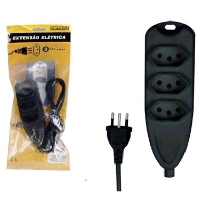 EXTENSAO ELETRICA 1M 3 TOMADAS