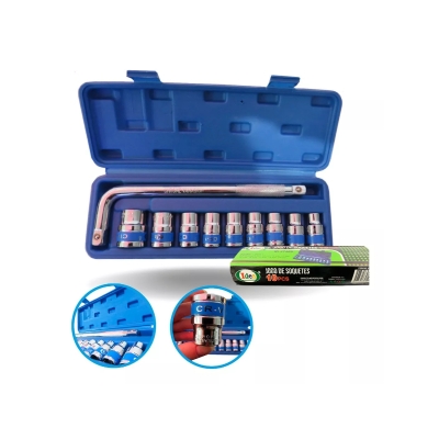 JOGO SOQUETES CHAVE + 9 SOQUETES CROMO VANADIUM