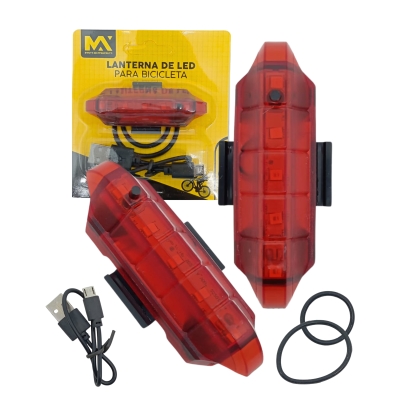 LUZ DE BIKE SINALIZADOR RECARREGAVEL VERMELHO