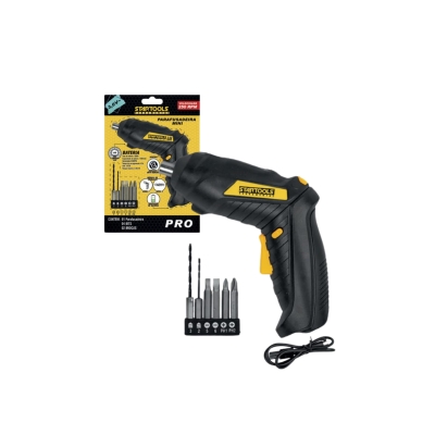 PARAFUSADEIRA MINI A BATERIA 4BITS E 2 BROCAS