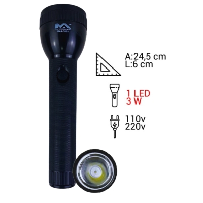 LANTERNA REC 01 LED 3W 1200MAH MAX-1001