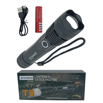 LANTERNA TATICA T9 MINISTAR C/BATERIA 18650