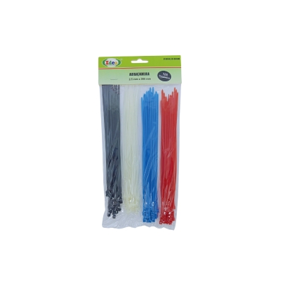 ABRACADEIRA NYLON COLOR 2,5X200MM 100UN VERM/AZUL/BRANCA/PRETA