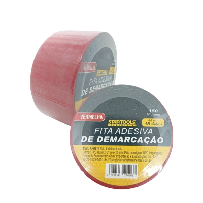 FITA DEMARCACAO ADESIVA VERMELHA 15M X 48MM 150MICRONS STARTOL