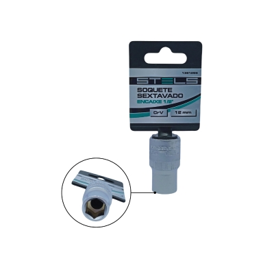 SOQUETE SEXTAVADO 12MM CRV ENC 1/2 STELS