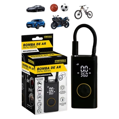 COMPRESSOR DE AR MINI DIG. C/CALIBRADOR (REGARREGAVEL)