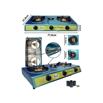 FOGAO A GAS GLP PORTATIL 3 BOCA IDEA ACENDIMENTO AUTOMATICO