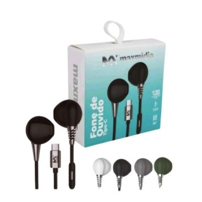 FONE DE OUVIDO COM MIC. 1.2M ENT. TIPO C ANTI RUIDO