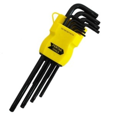 CHAVE TORX 9 PCS CRV T10 A T50 LONGA FERTAK