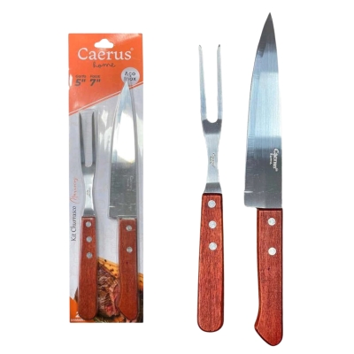 KIT CHURRASCO (FACA + GARFO )CABO MADEIRA