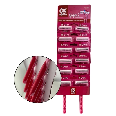 APARELHO BARBEAR 2 LAMINAS CONFORT C/12 FEMIN FITA LUBRIFICANTE