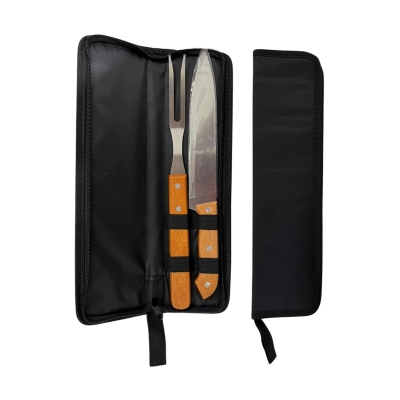 KIT CHURRASCO (FACA + GARFO ) CB/MADEIRA C/ESTOJO