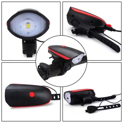 LANTERNA PARA BIKE RECARREGAVEL C/BUZINA