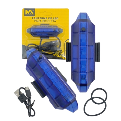 LUZ DE BIKE SINALIZADOR RECARREGAVEL AZUL