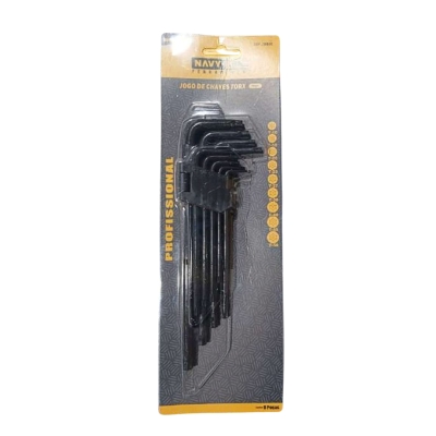 CHAVE TORX 9 PCS CRV T10 A T50 LONGA FOSFATIZADA