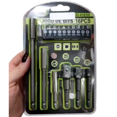 JOGO DE BITS/PORTA BITS E ALONGADOR 16PC