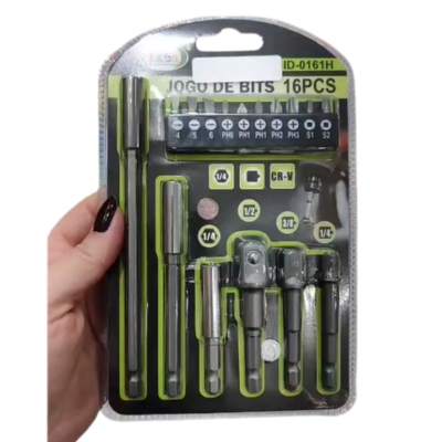 JOGO DE BITS/PORTA BITS E ALONGADOR 16PC