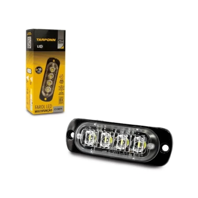 FAROL MULTIFUNÇÃO CYBER 4LEDS + 16 STROBE IP 65 AMBAR
