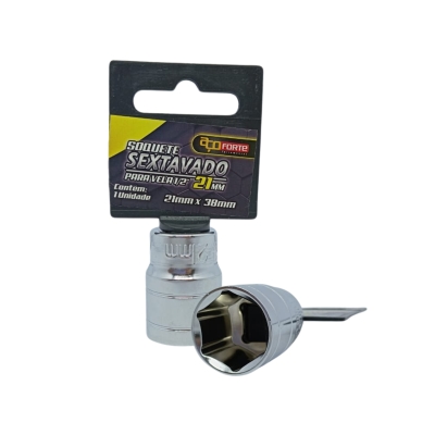 SOQUETE SEXTAVADO 21MM CRV ENC 1/2 ACO FORTE