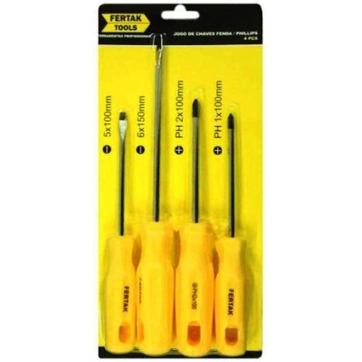 JG CHAVE DE FENDA/PHILLIPS 4 PCS FERTAK