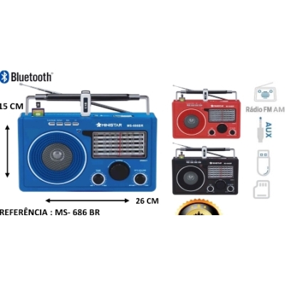 RADIO RETRO RECARREG AM FM BLUETOOTH 3W RMS 4 OHMS
