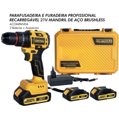 PARAFUSADEIRA E FURAD PROF REC 21V BRUSHLESS