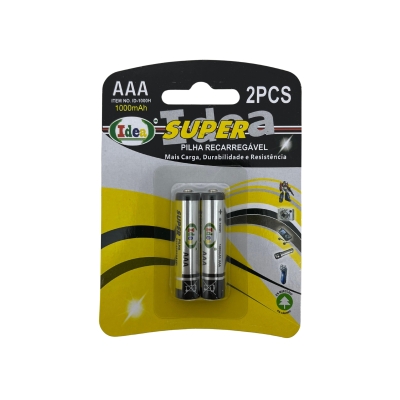 PILHA RECARREGAVEL AAA 1000MAH CARTELA C/2UN