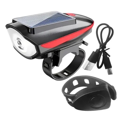 LANTERNA PARA BIKE BAT REC. E SOLAR C/BUZINA