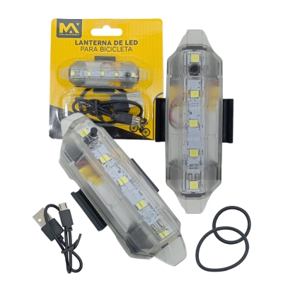 LUZ DE BIKE SINALIZADOR RECARREGAVEL BRANCA