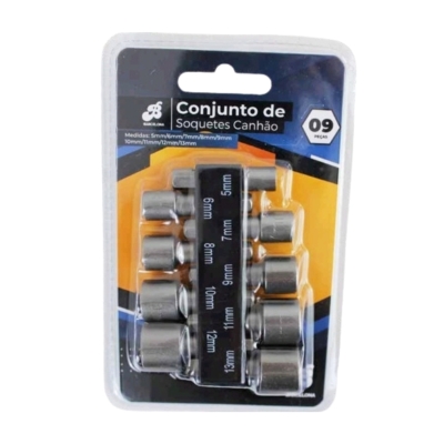 JOGO SOQUETES P/PARAF. 9PCS (05 A 13MM)