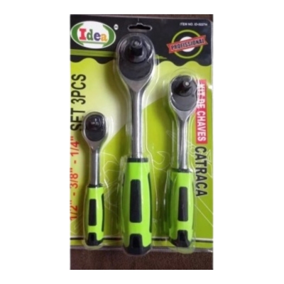CHAVE CATRACA KIT 3 PEÇAS 1/2-3/8-1/4 IDEA PRO