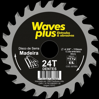 SERRA CIRCULAR 110MM 24DENTES FURO 22MM WAVES