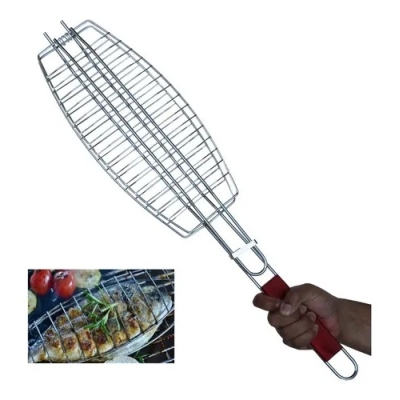 GRELHA PARA CHURRASCO INOX 15 X 33 X 63CM
