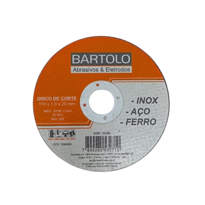 DISCO DE CORTE AÇO/INOX 115X1,00X20MM BARTOLO