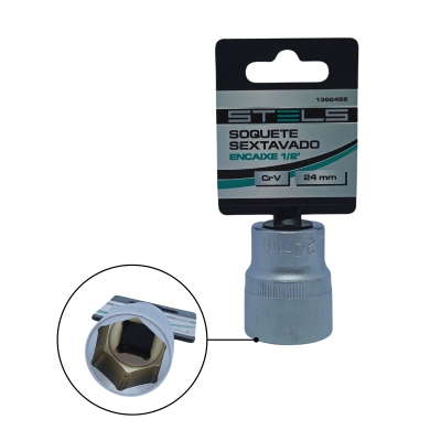 SOQUETE SEXTAVADO 24MM CRV ENC 1/2 STELS